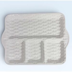 Vtg Rare California Pottery Basketweave Ceramic 15" X‎ 11 4 Compartment Platter
